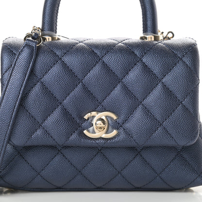 Chanel Iridescent Caviar Quilted Extra Mini Coco Handle Flap Dark Blue 8 of 11