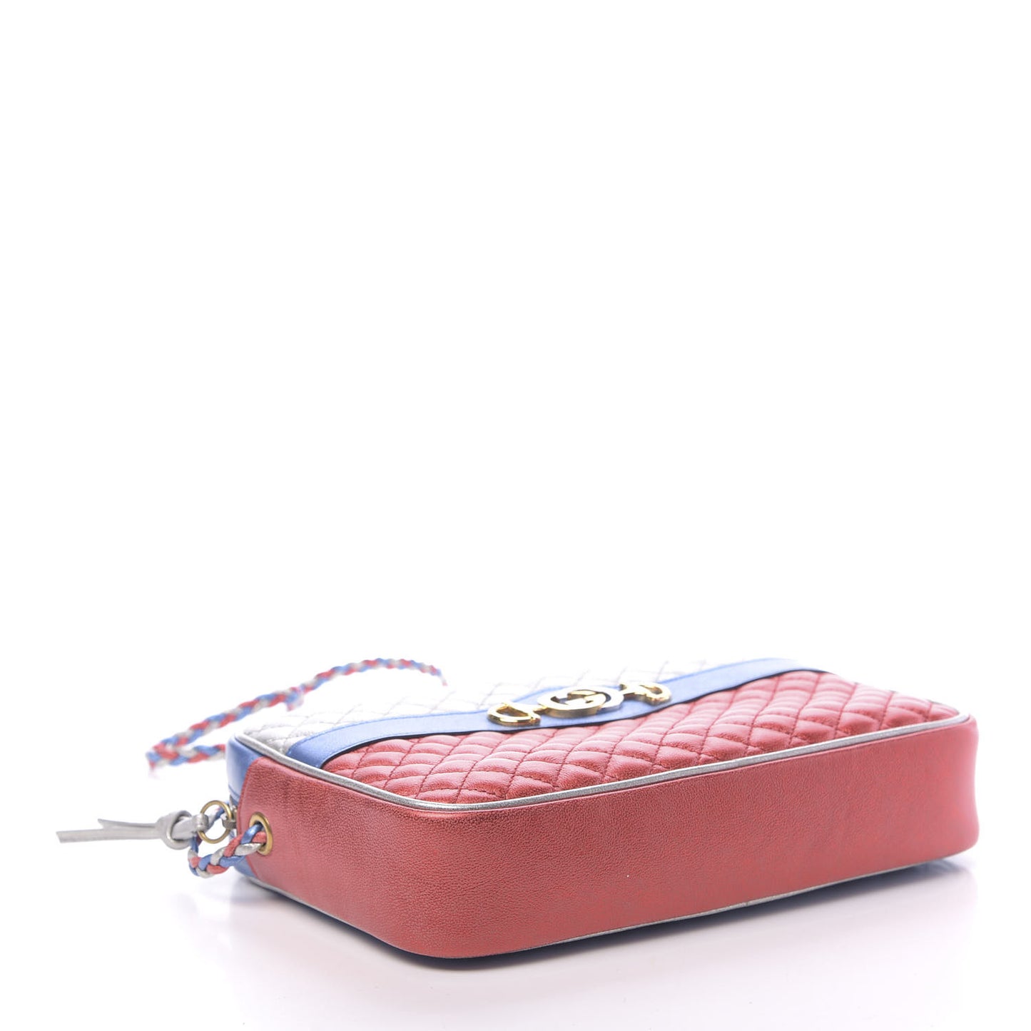 Laminated Nappa Trapuntata Small Zumi Shoulder Bag Rosso Marine Argento