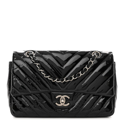 Chanel Patent Chevron Quilted Medium Single Flap Black 1 of 12