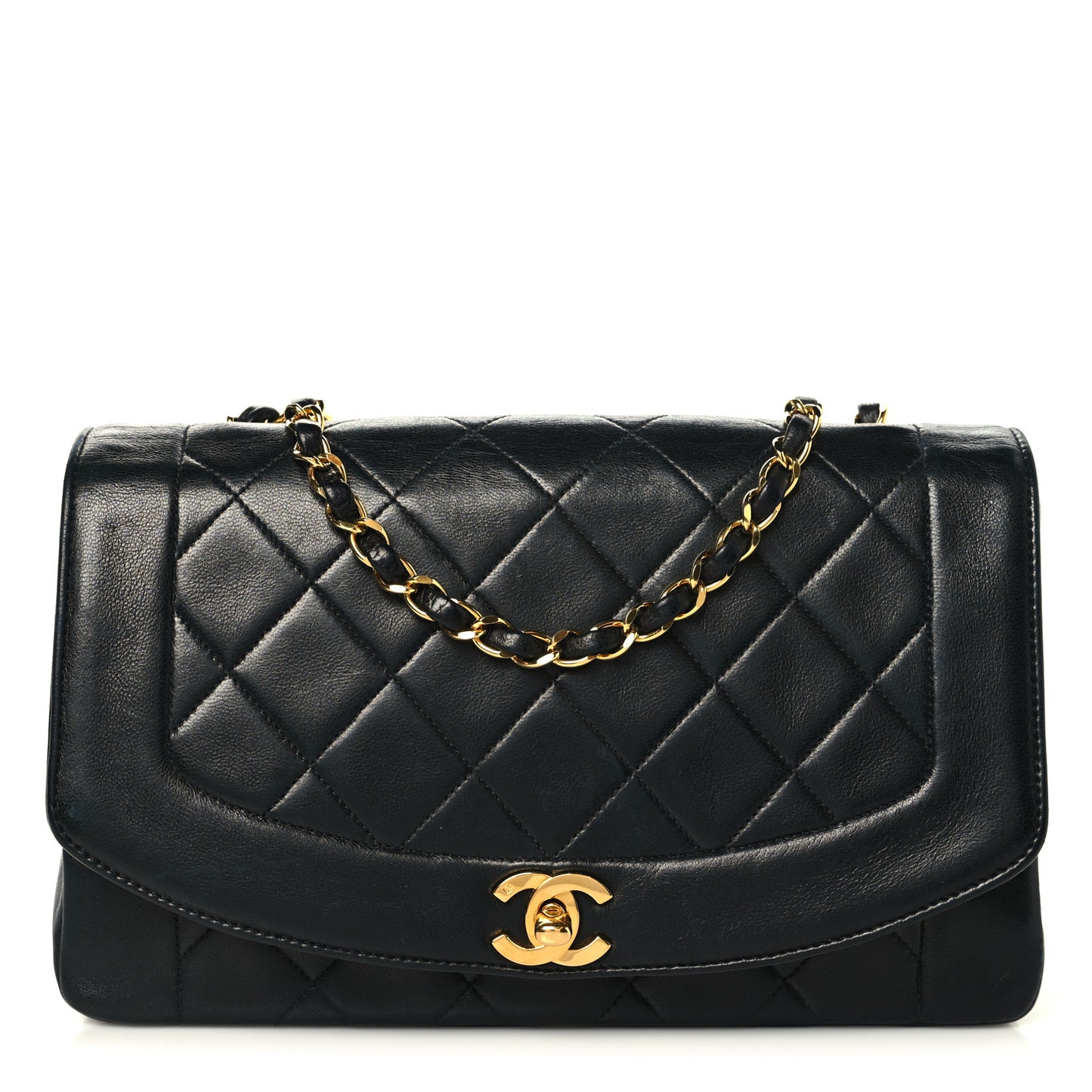 Lambskin Quilted Medium Single Flap Black
