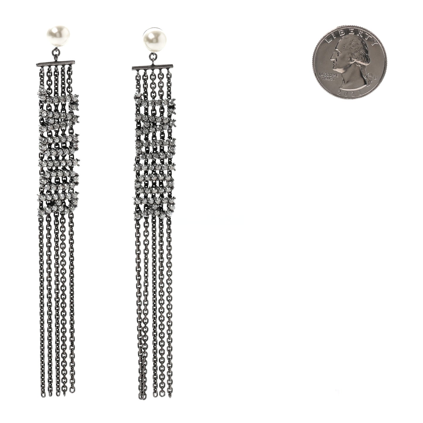 Crystal J'Adior Dangle Chain Earrings Silver