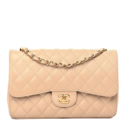 Chanel Caviar Quilted Jumbo Double Flap Light Beige 1 of 11
