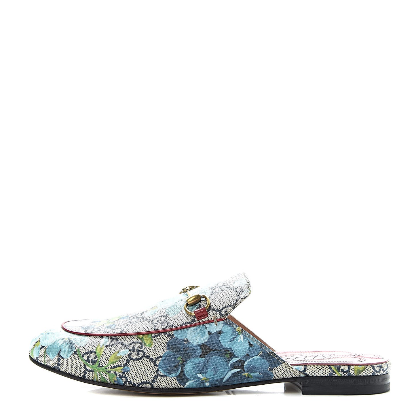 GG Supreme Monogram Blooms Womens Princetown Slippers 39 Beige Blue Navy Hibiscus Red
