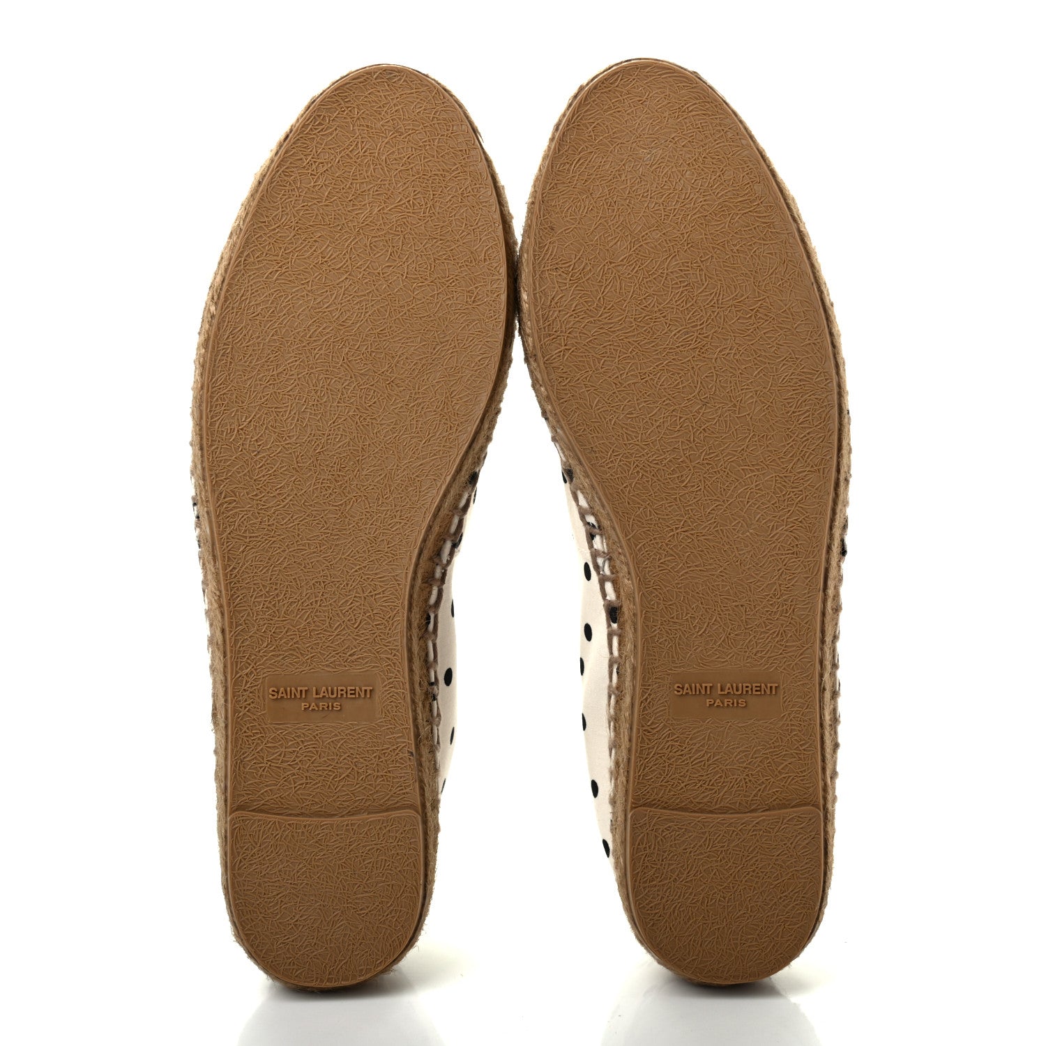 Saint Laurent Canvas Nappa Polka Dot Elba Light Logo Embroidered Espadrilles 36.5 Cream Black 5 of 9