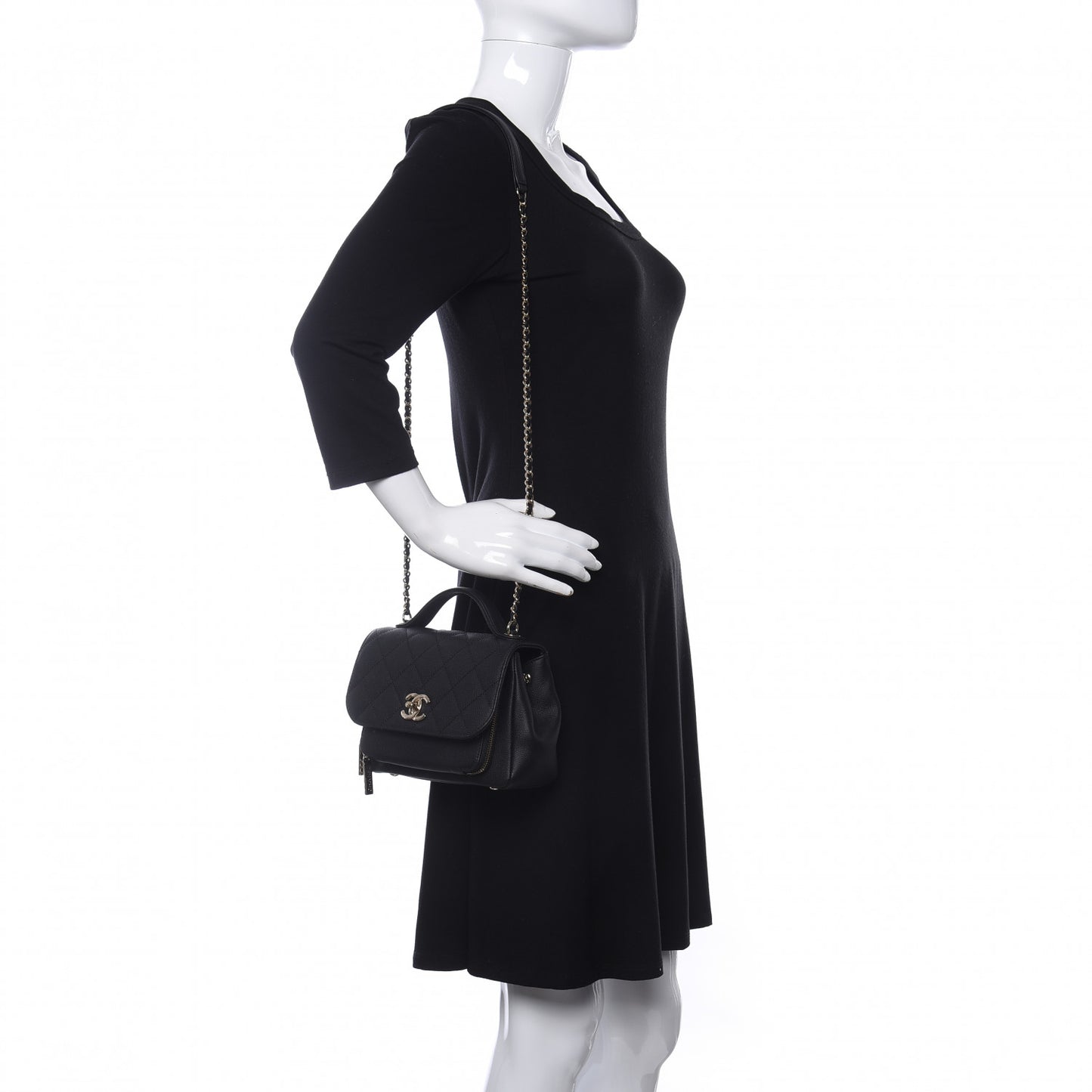 Caviar Quilted Small Business Affinity Flap Black