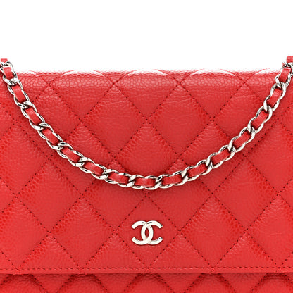 Chanel Caviar Quilted Wallet on Chain WOC Red 9 of 17