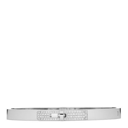 Hermes 18K White Gold Diamond PM Kelly Pave Bracelet ST 1 of 4