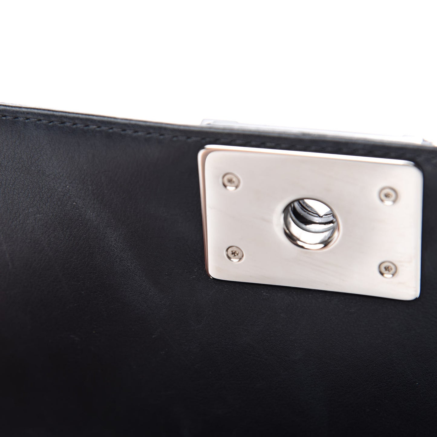 Patent Calfskin Quilted Small Boy Flap Black