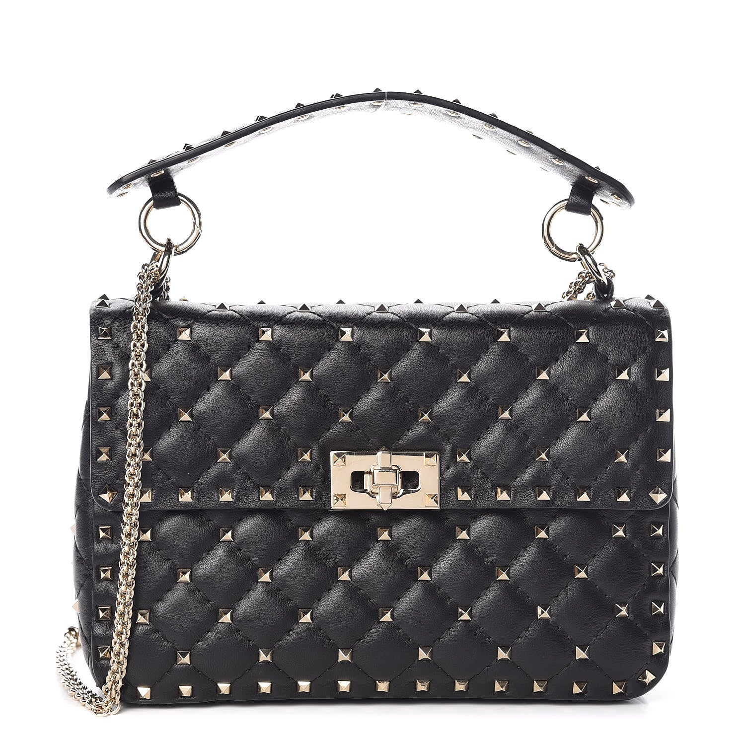 Valentino Garavani Lambskin Medium Rockstud Spike Shoulder Bag Black 1 of 10
