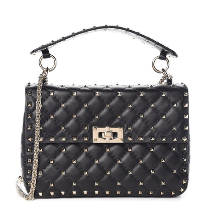 Valentino Garavani Lambskin Medium Rockstud Spike Shoulder Bag Black 1 of 10