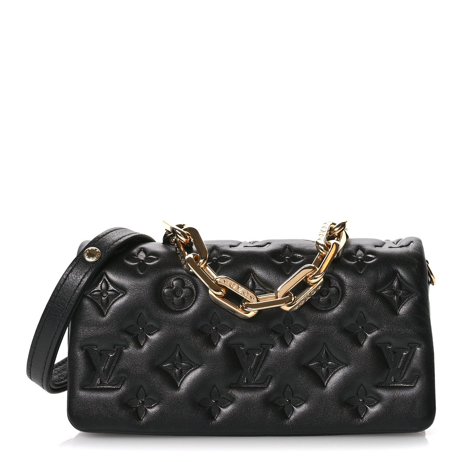 Louis Vuitton Lambskin Embossed Monogram Pochette Coussin Crossbody Black 1 of 10