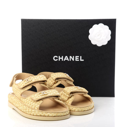 Chanel Braided Fabric Velcro Dad Sandals 35 Beige 11 of 11