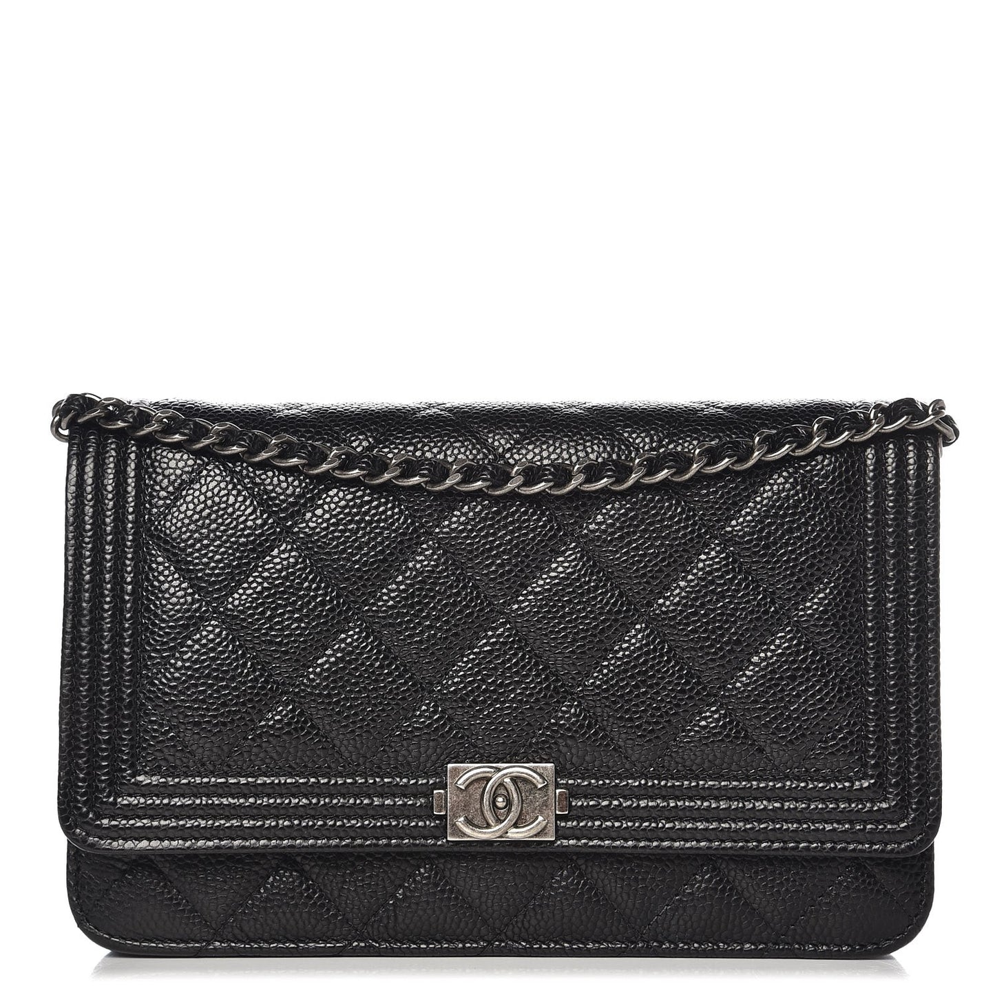 Caviar Quilted Boy Wallet On Chain WOC Black
