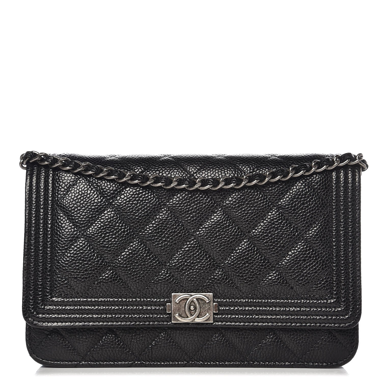 Chanel Caviar Quilted Boy Wallet On Chain WOC Black 1 of 9