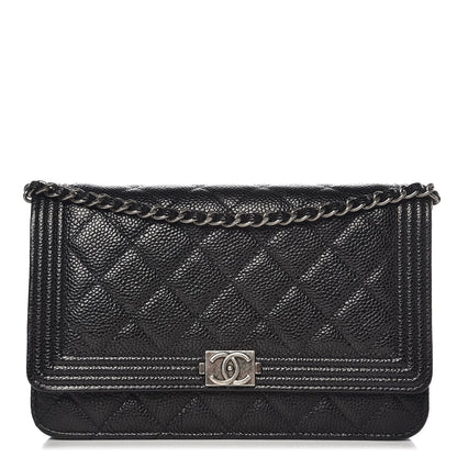 Chanel Caviar Quilted Boy Wallet On Chain WOC Black 1 of 9