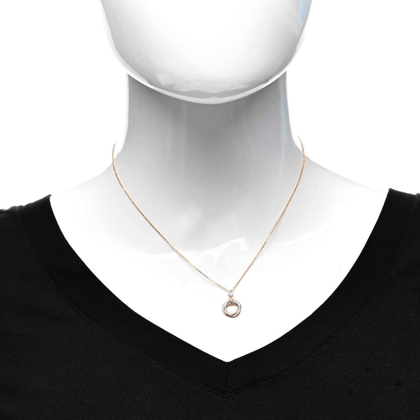 18K Pink Yellow White Gold Diamond Trinity Pendant Necklace