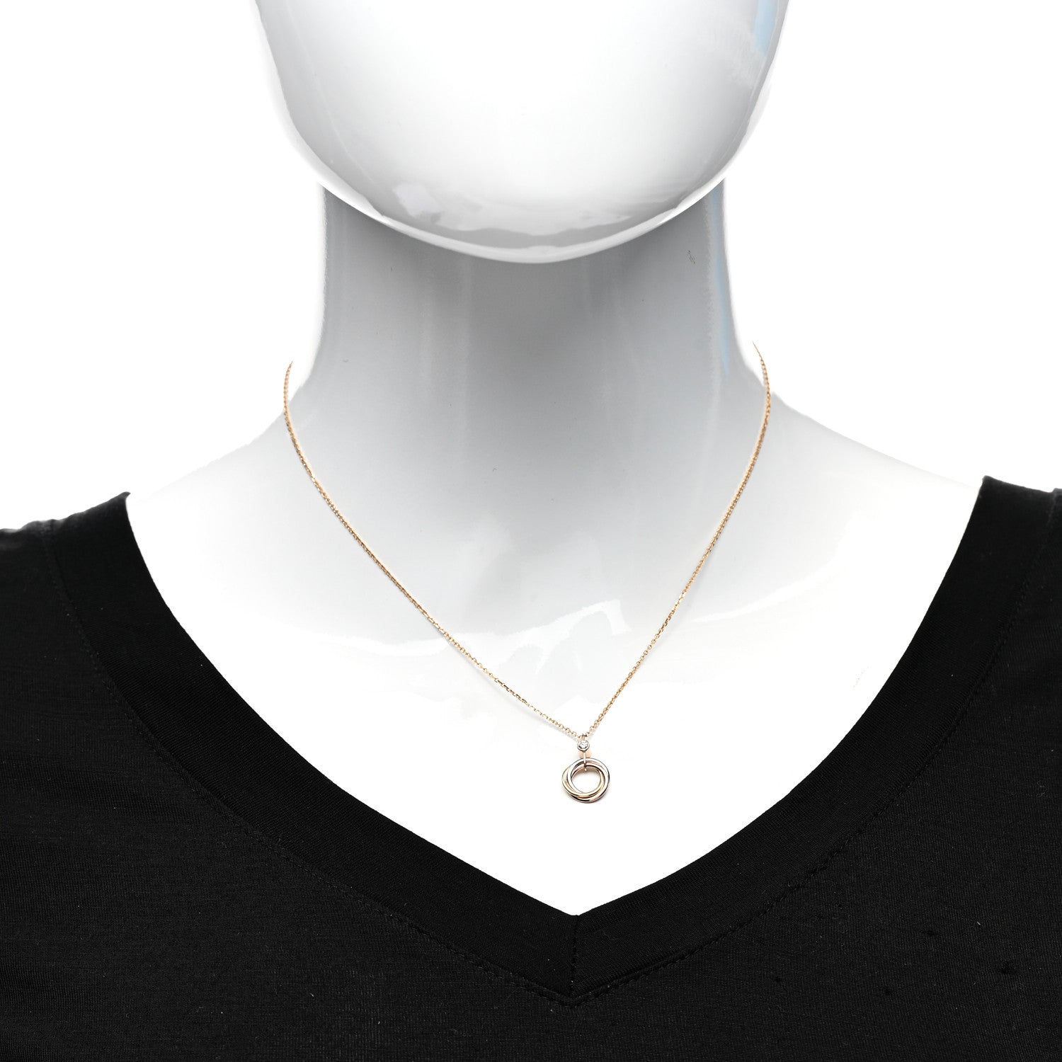 Cartier 18K Pink Yellow White Gold Diamond Trinity Pendant Necklace 2 of 5