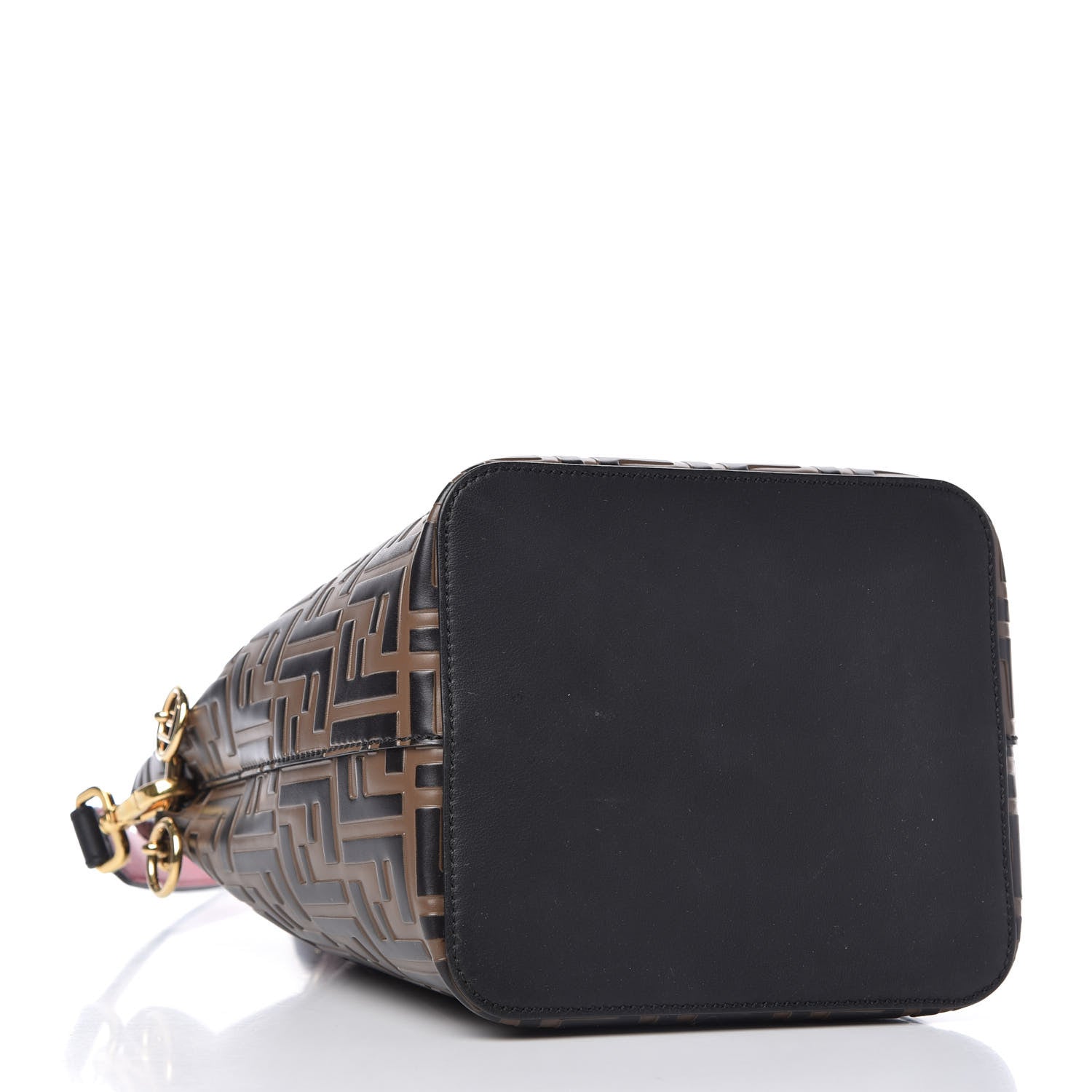 Fendi Vitello Grace F is Fendi Bi-Color FF 1974 Embossed Grande Mon Tresor Bucket Bag Maya Black Fragola 4 of 10