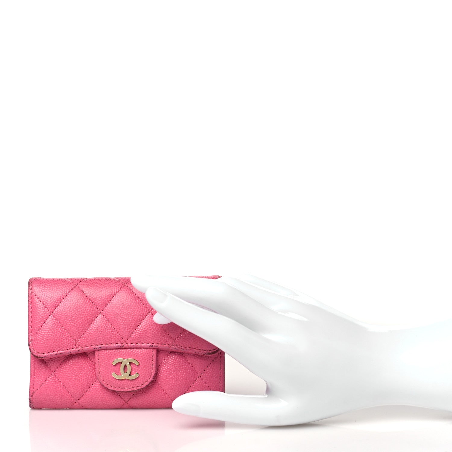 Chanel Caviar Quilted Flap Card Holder Wallet Pink 2 of 15