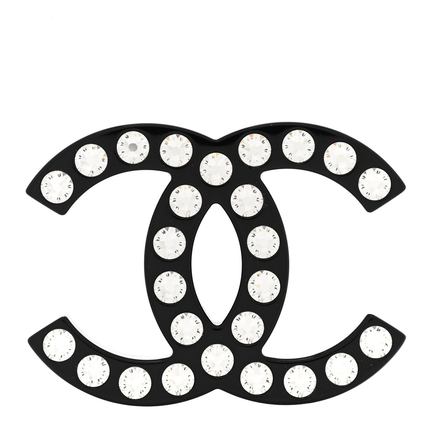 Chanel Resin Crystal CC Brooch Black 1 of 5