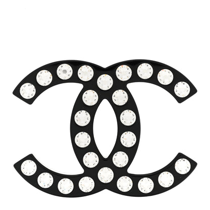 Chanel Resin Crystal CC Brooch Black 1 of 5