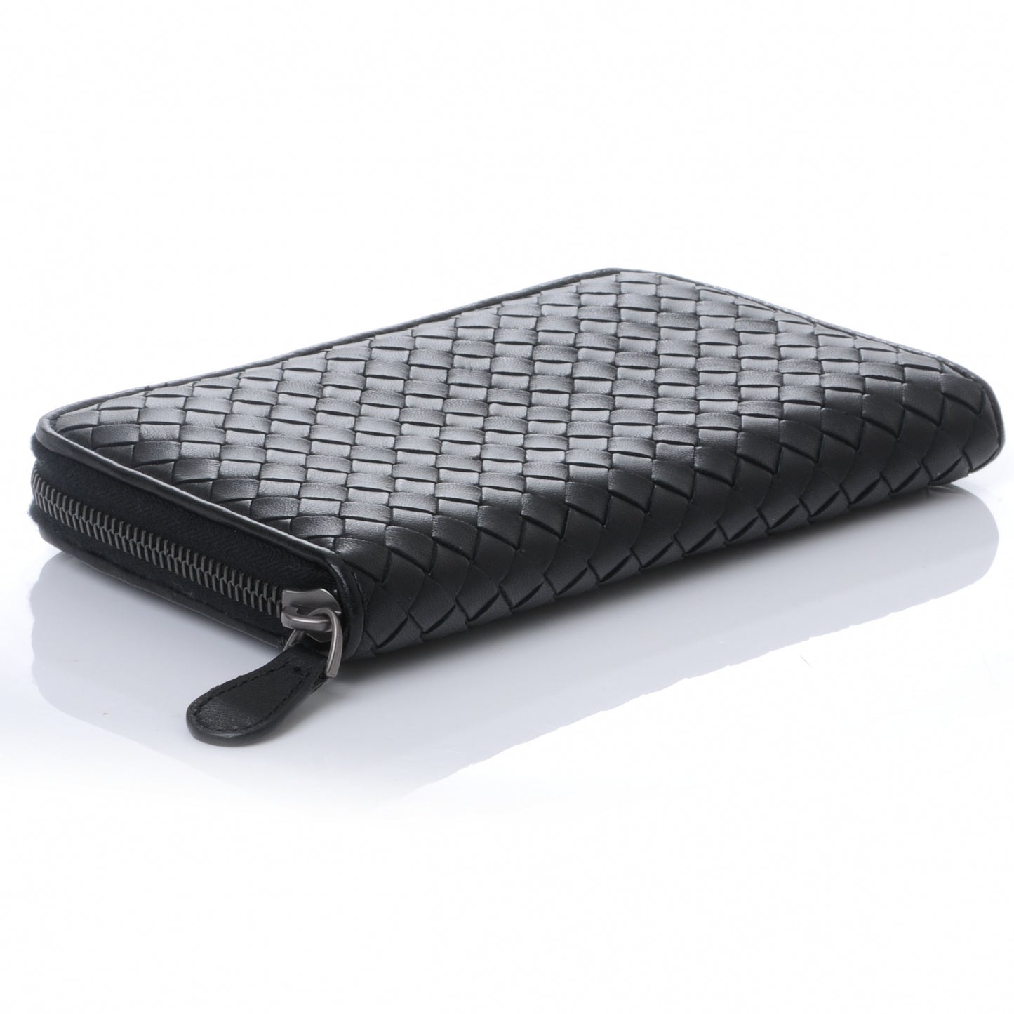 Nappa Intrecciato Zip Around Wallet Black