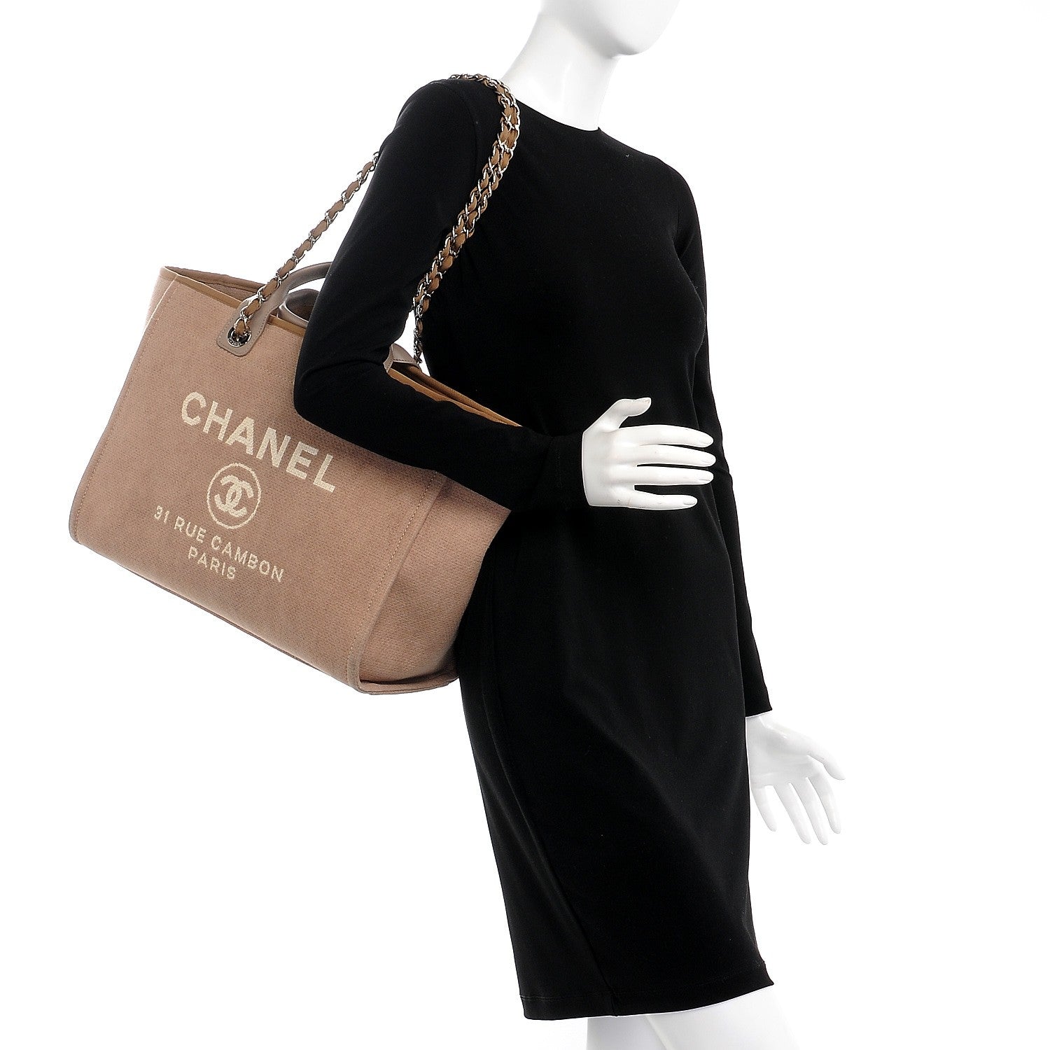 Chanel Canvas Large Deauville Tote Ecru 2 of 10