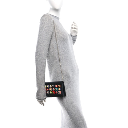 Fendi Vitello Liberty Studded Tube Wallet On Chain Black Multicolor 2 of 11