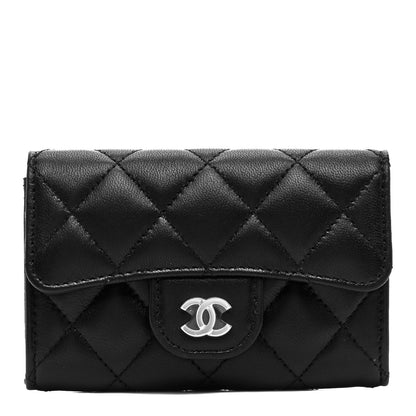 Chanel Lambskin Quilted Flap Card Holder Wallet Black 1 of 9
