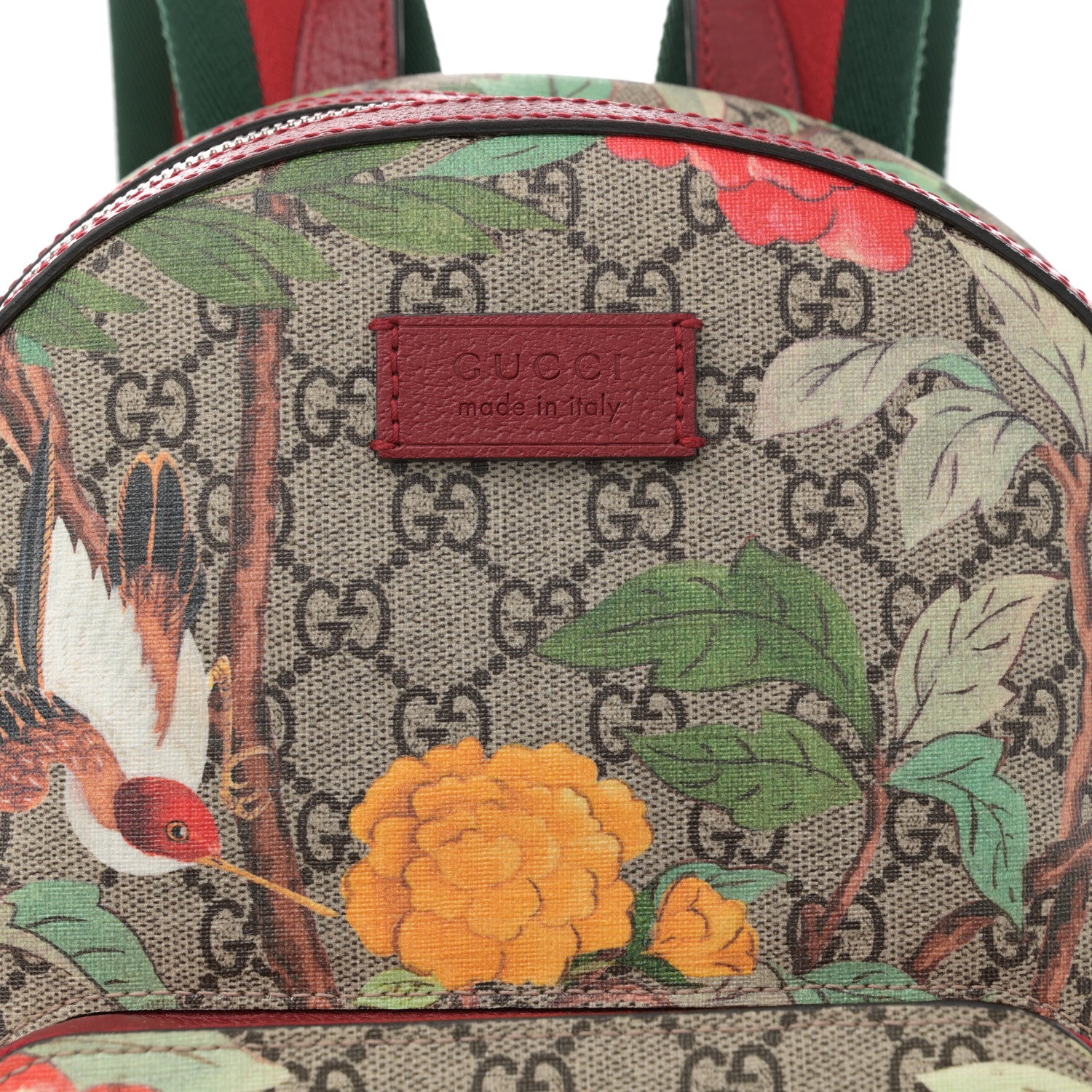 Gucci GG Supreme Monogram Tian Web Small Day Backpack Beige Multicolor Red 8 of 11