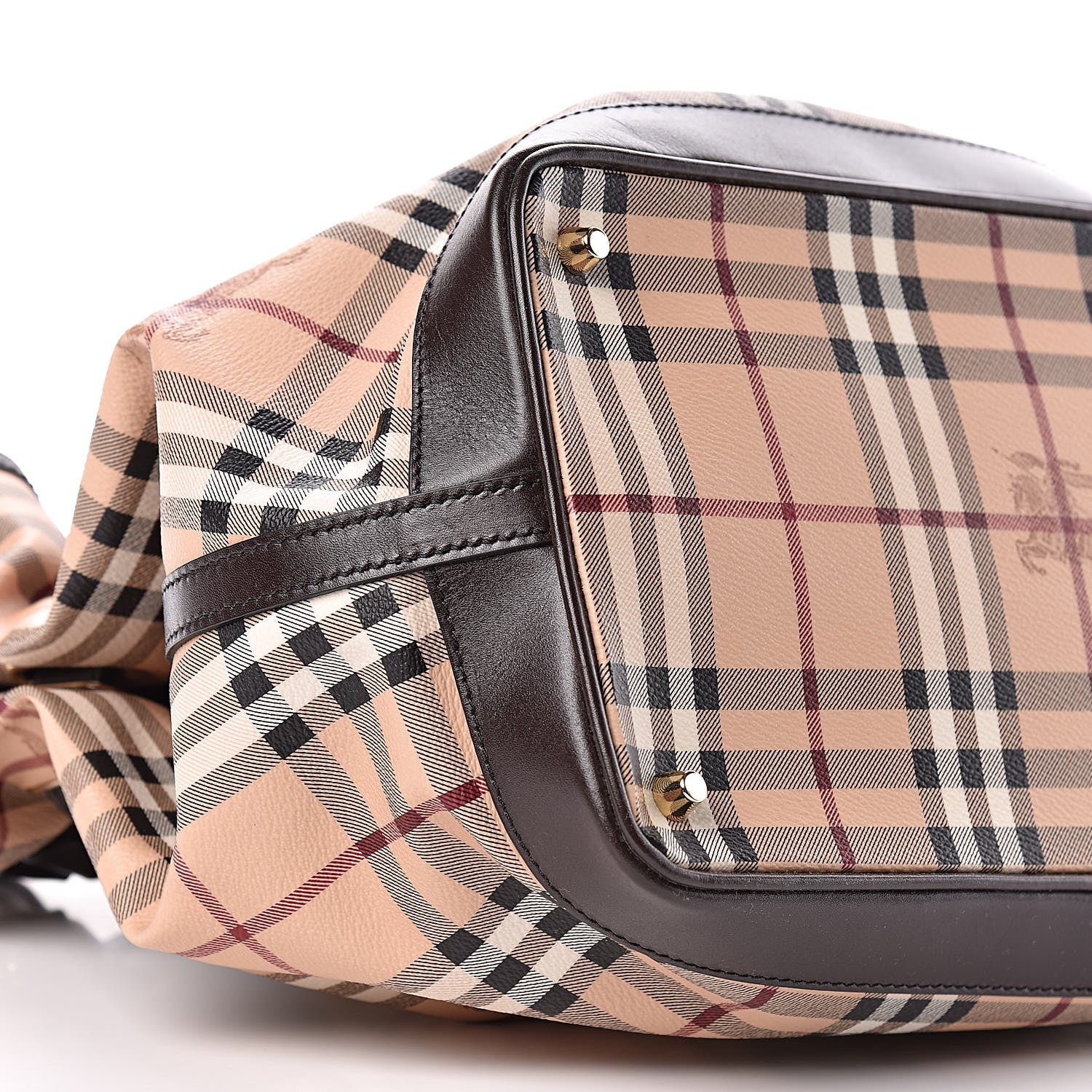 Burberry Haymarket Check Medium Golderton Tote Chocolate 7 of 9