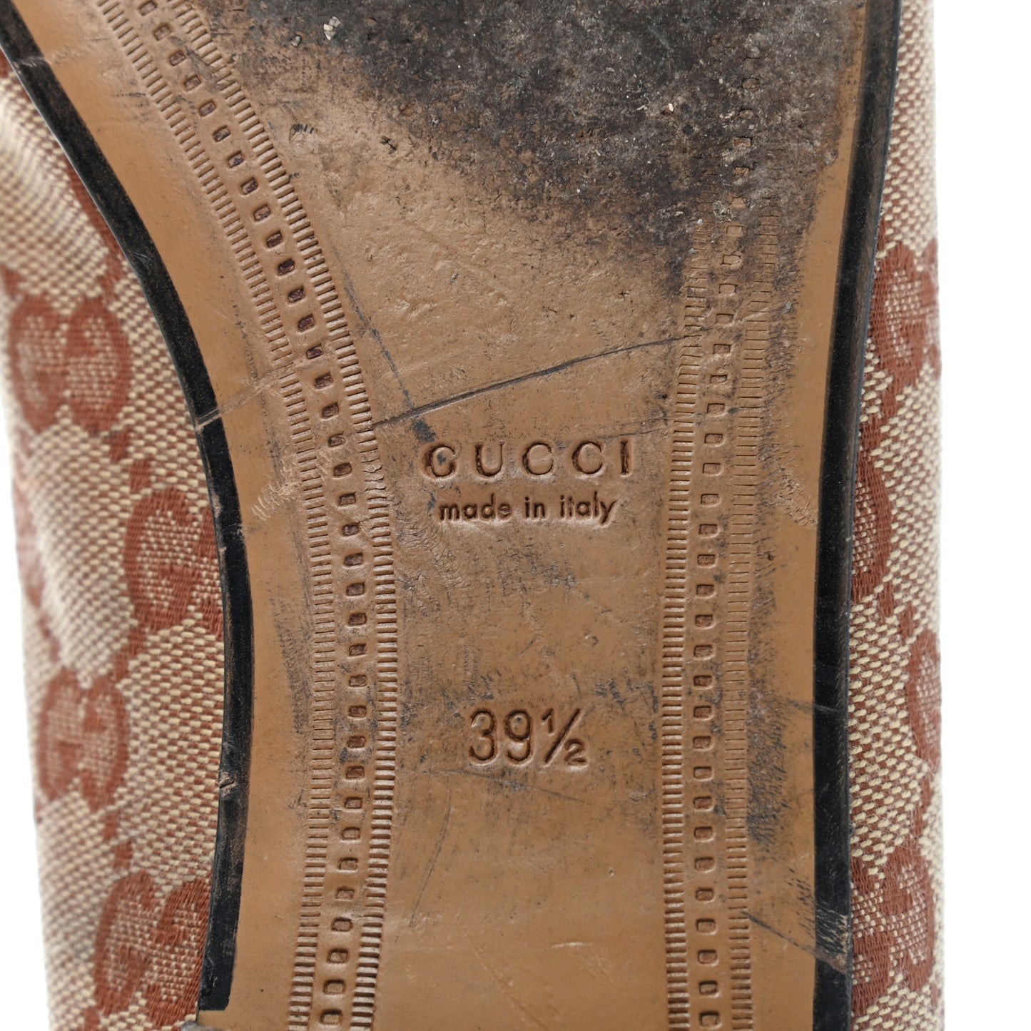 Canvas GG Monogram Horsebit Womens Jordaan Loafers 39.5 Beige Ruggine Rust