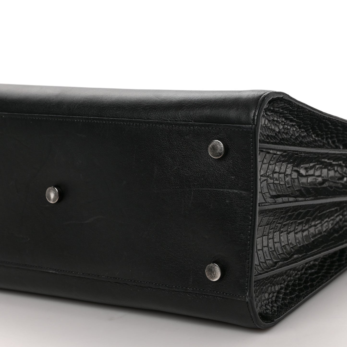 Calfskin Crocodile Embossed Small Sac de Jour Black