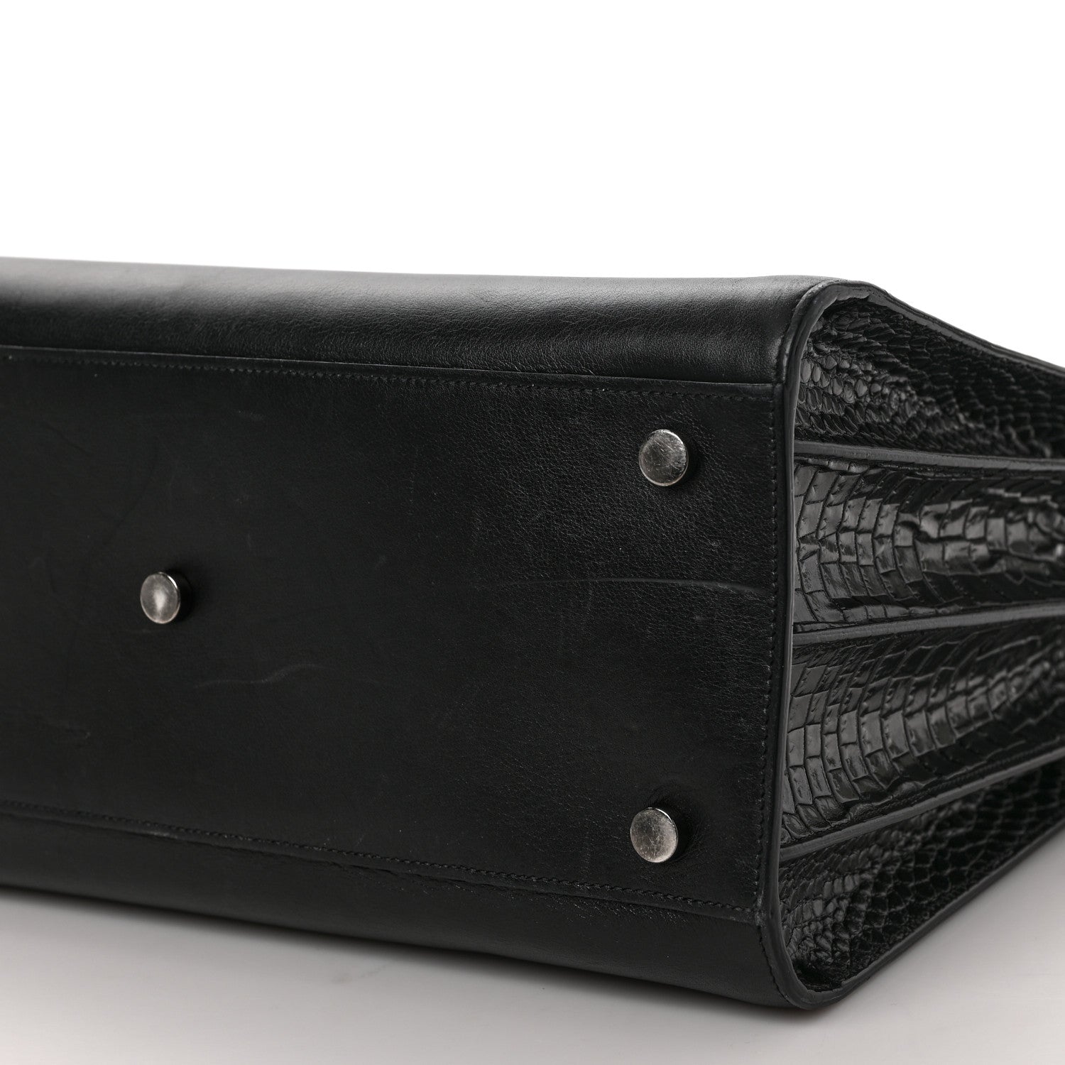 Saint Laurent Calfskin Crocodile Embossed Small Sac de Jour Black 8 of 8