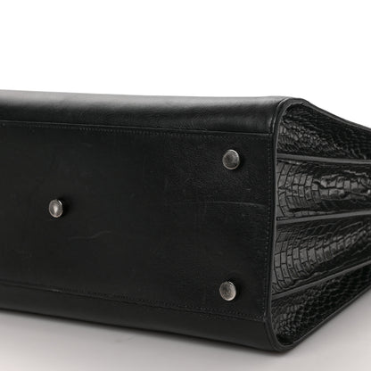 Saint Laurent Calfskin Crocodile Embossed Small Sac de Jour Black 8 of 8