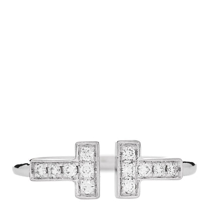 Tiffany 18K White Gold Diamond T Wire Ring 49 5 1 of 5