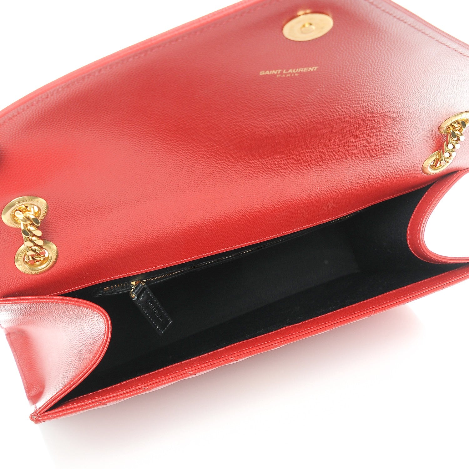 Saint Laurent Grain De Poudre Matelasse Chevron Large Monogram Satchel Lipstick Red 5 of 7