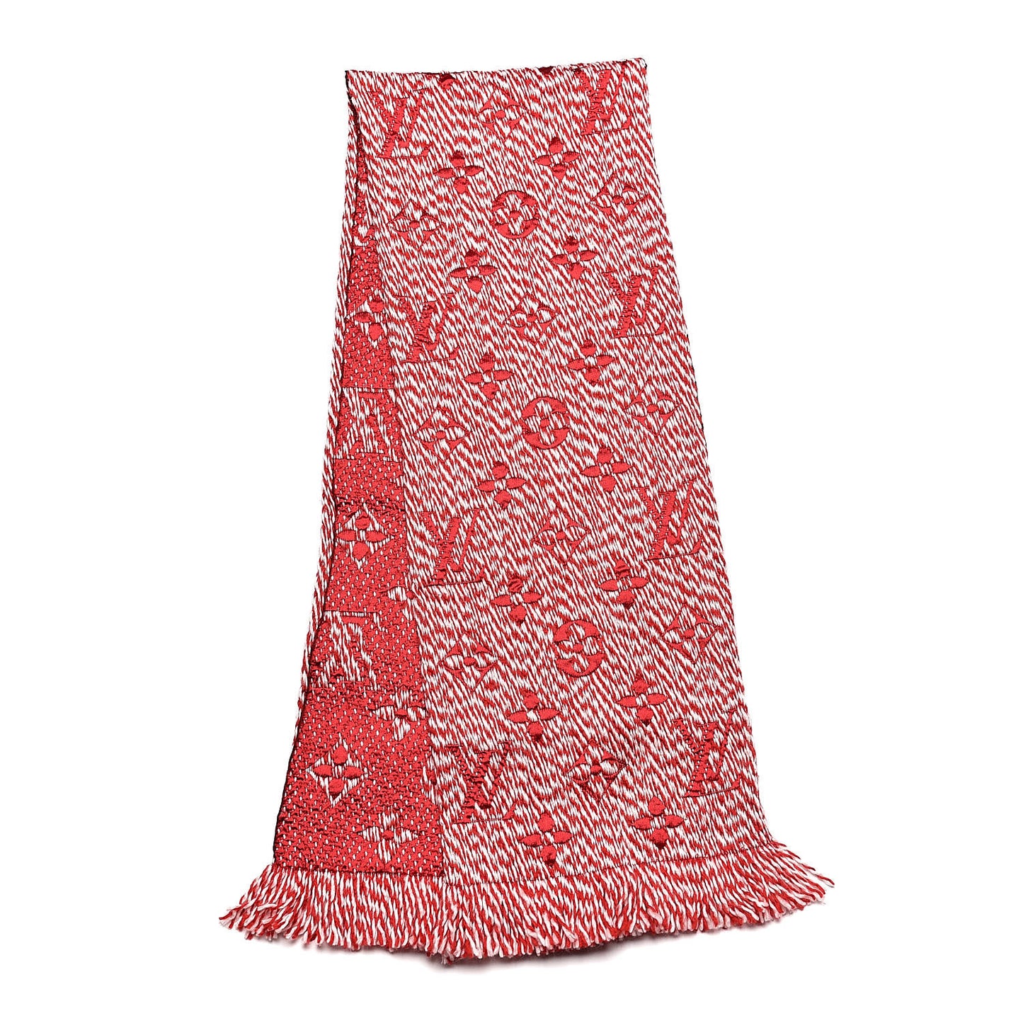 Wool Silk Logomania Mix Scarf Coquelicot