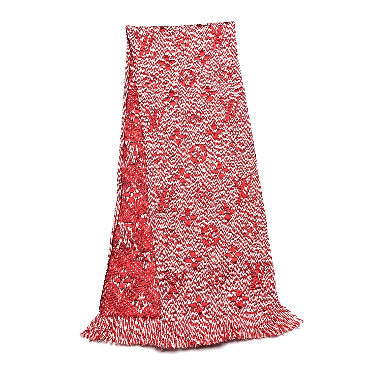 Louis Vuitton Wool Silk Logomania Mix Scarf Coquelicot 3 of 4