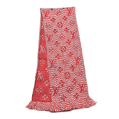 Louis Vuitton Wool Silk Logomania Mix Scarf Coquelicot 3 of 4