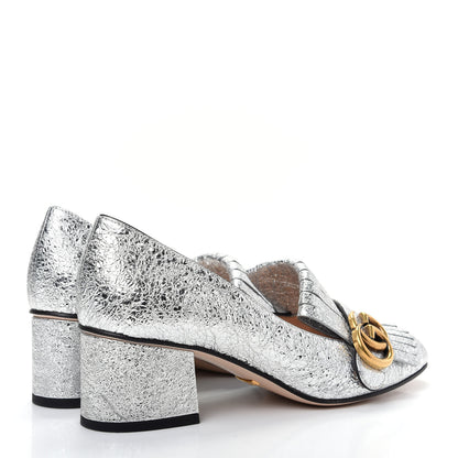 Gucci Galassia GG Marmont Fringe 50mm Loafer Pumps 37 Argento 4 of 12