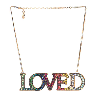 Gucci Metal Crystal Loved Short Necklace Aged Gold 2 of 4