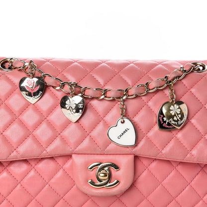 Chanel Lambskin Quilted Valentine Charms Medium Single Flap Pink 14 of 14