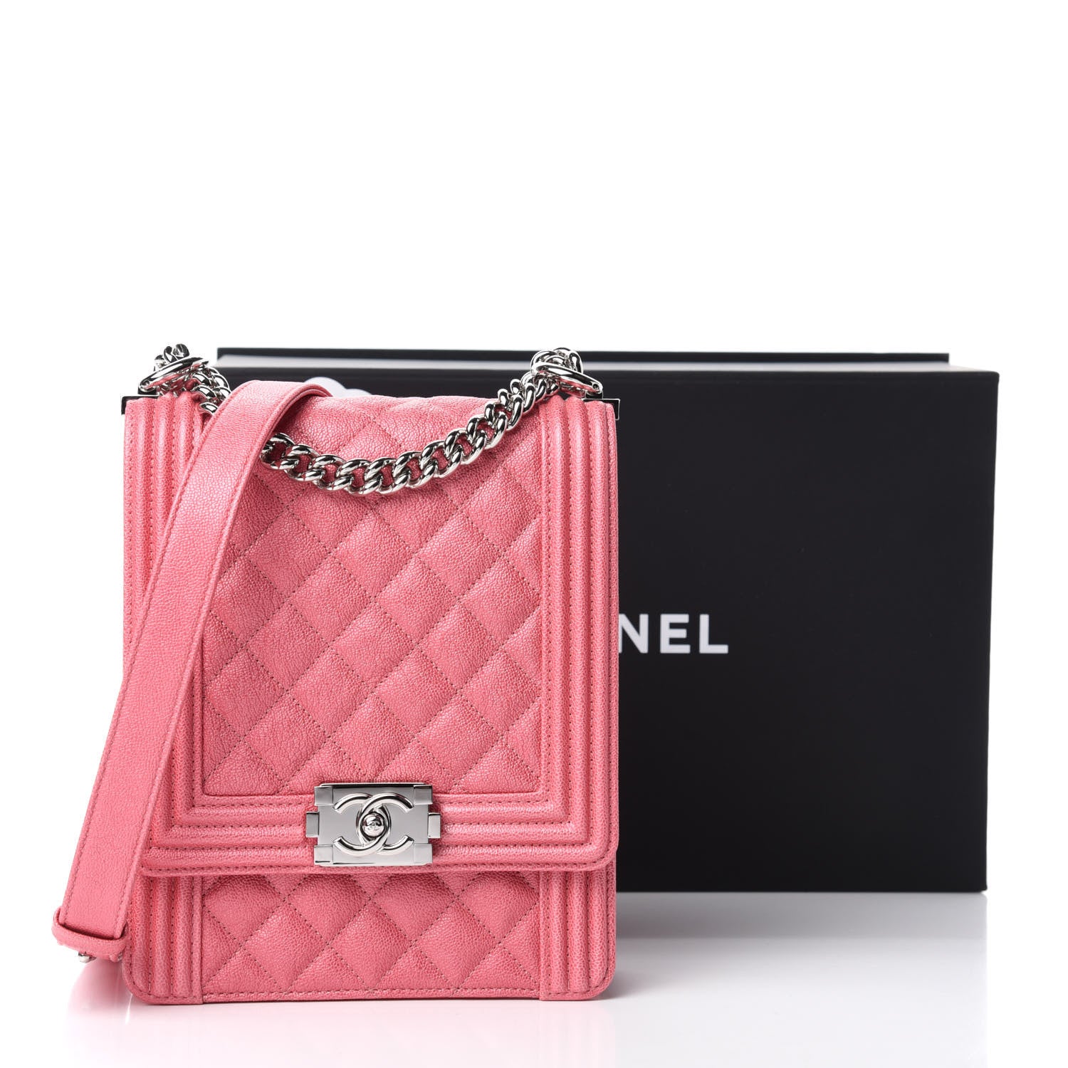 Chanel Caviar Quilted North South Boy Flap Pink 10 of 10