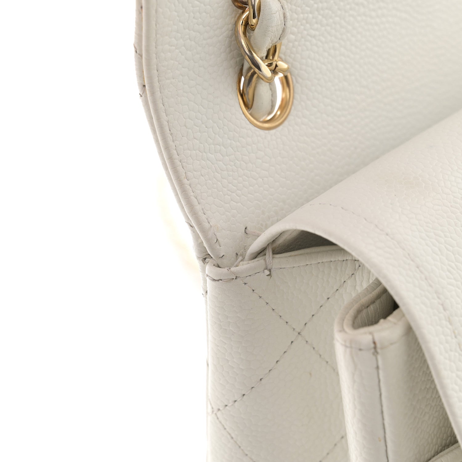 Chanel Caviar Quilted Jumbo Double Flap White 13 of 13