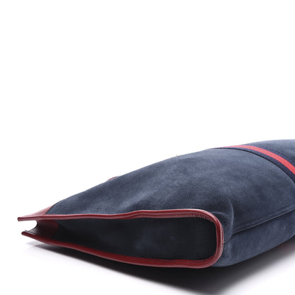 Gucci Suede Calfskin Large Rajah Chain Tote New Blue Romantic Cherry 8 of 13