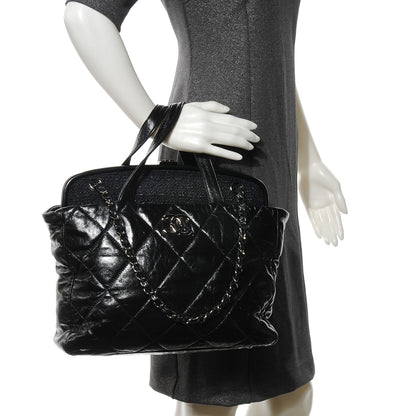 Chanel Glazed Calfskin Tweed Portobello Tote Black 2 of 7