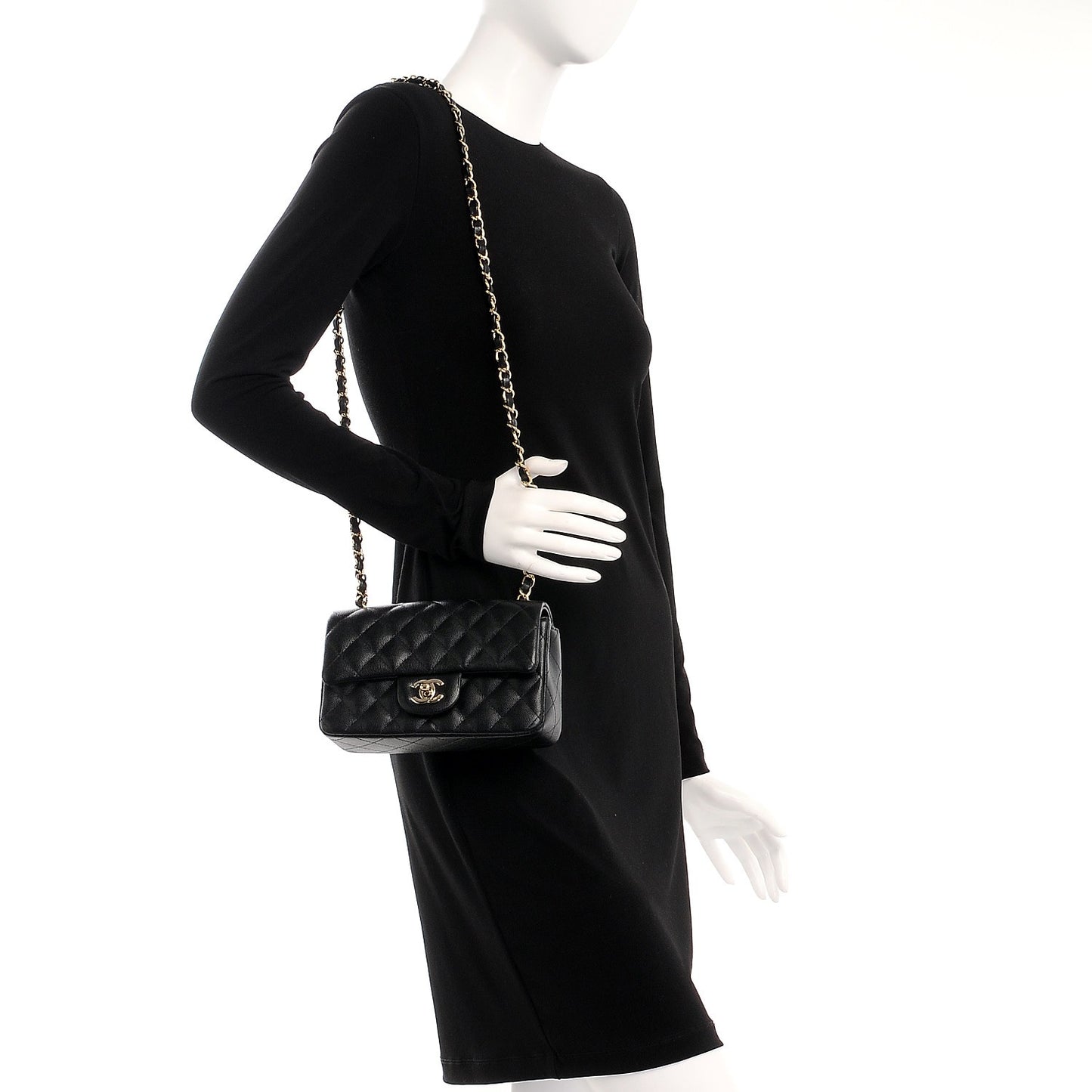 Caviar Quilted Mini Rectangular Flap Black