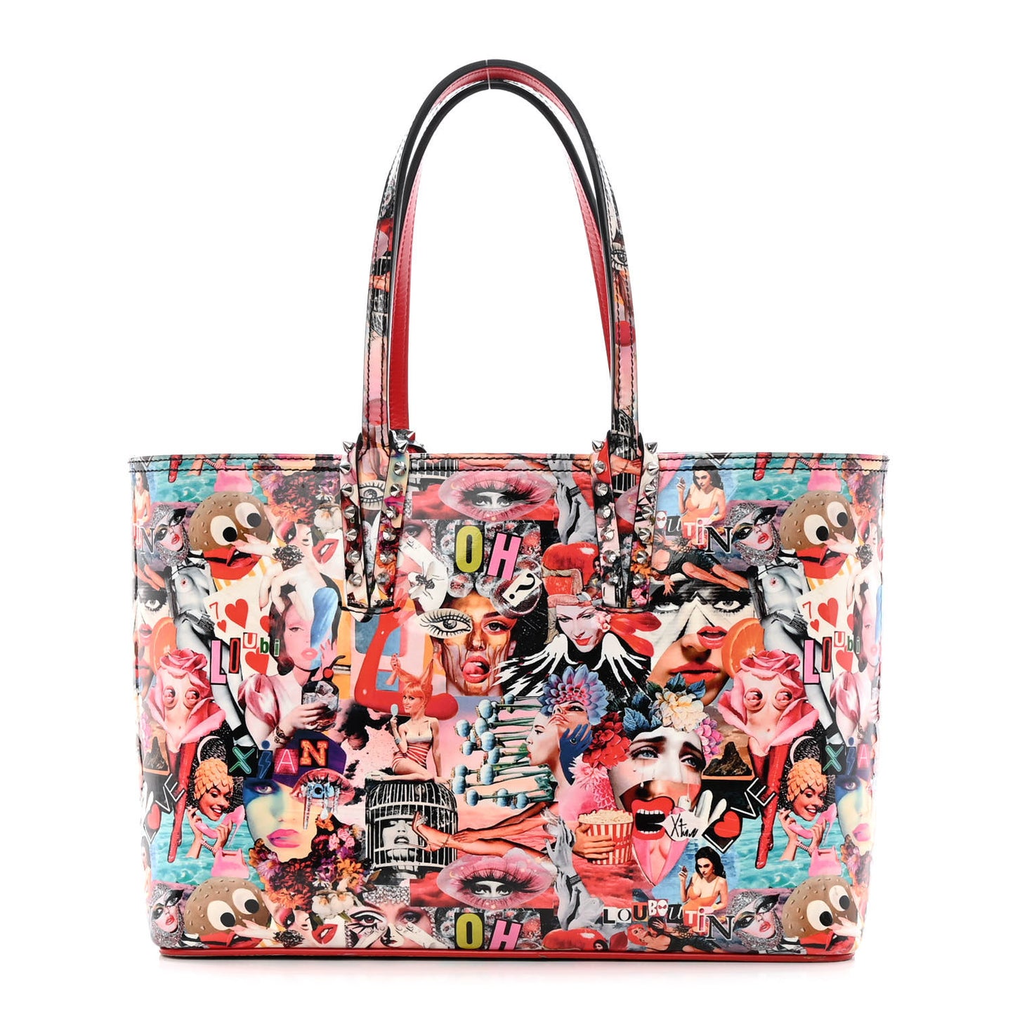 Patent Calfskin Small Oh Xtian Cabata Tote Red