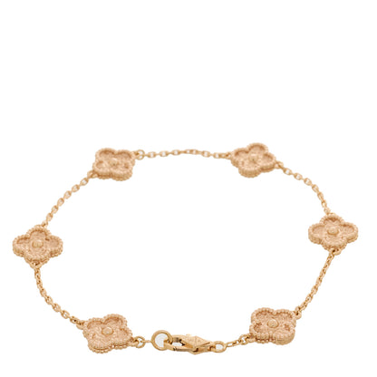 Van Cleef & Arpels 18K Rose Gold 6 Motifs Sweet Alhambra Bracelet 2 of 4